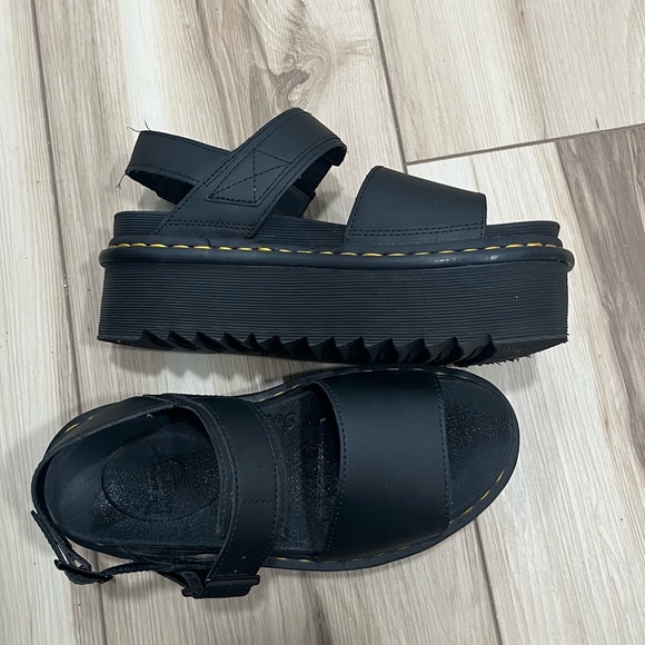 Dr. Martens Black Platform Sandals with Yellow Stitching - Picture 6 of 6